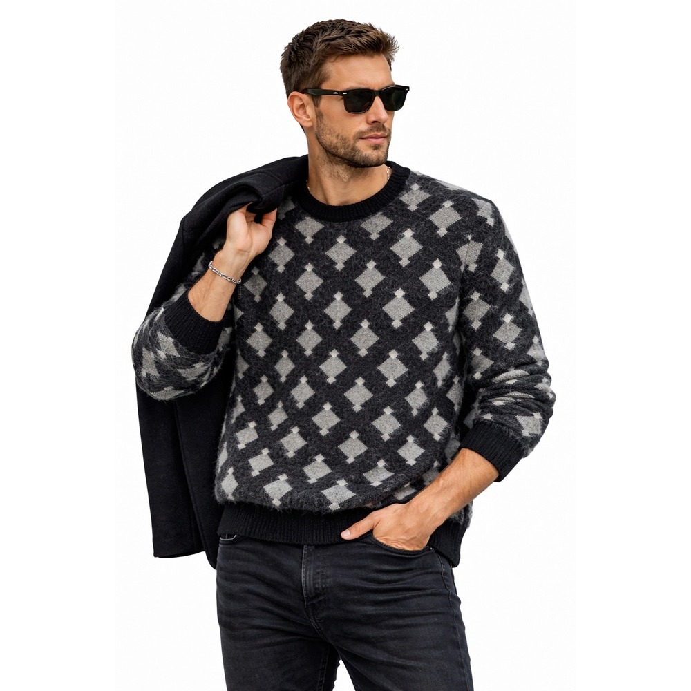 The Kooples Alpaca‎ Blend Lux Diamond Pattern Sweater Size XXL NWT Oversized
